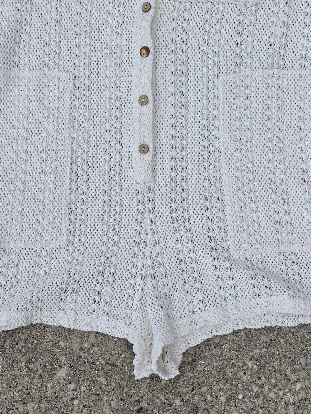 Free People FP Beach Crochet Romper Boho Ivory Medium - Picture 6 of 12